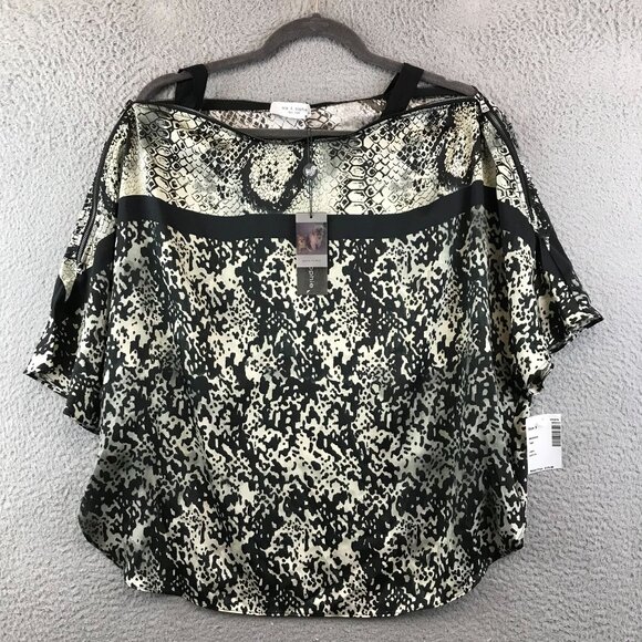 New Lola & Sophie Womens Snakeskin Print Blouse With Zipper Details S - Picture 1 of 16